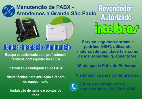 Manutenção de PABX em Ribeirão Pires - Autorizada Intelbras